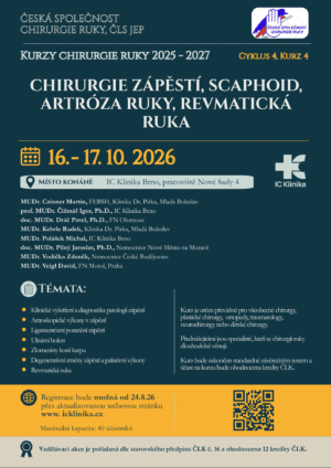 CHIRURGIE ZÁPĚSTÍ, SCAPHOID, ARTRÓZA RUKY, REVMATICKÁ RUKA